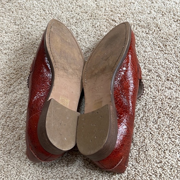 J.Crew mens 10.5 Biella crackled leather loafers in warm serpia. main image 4